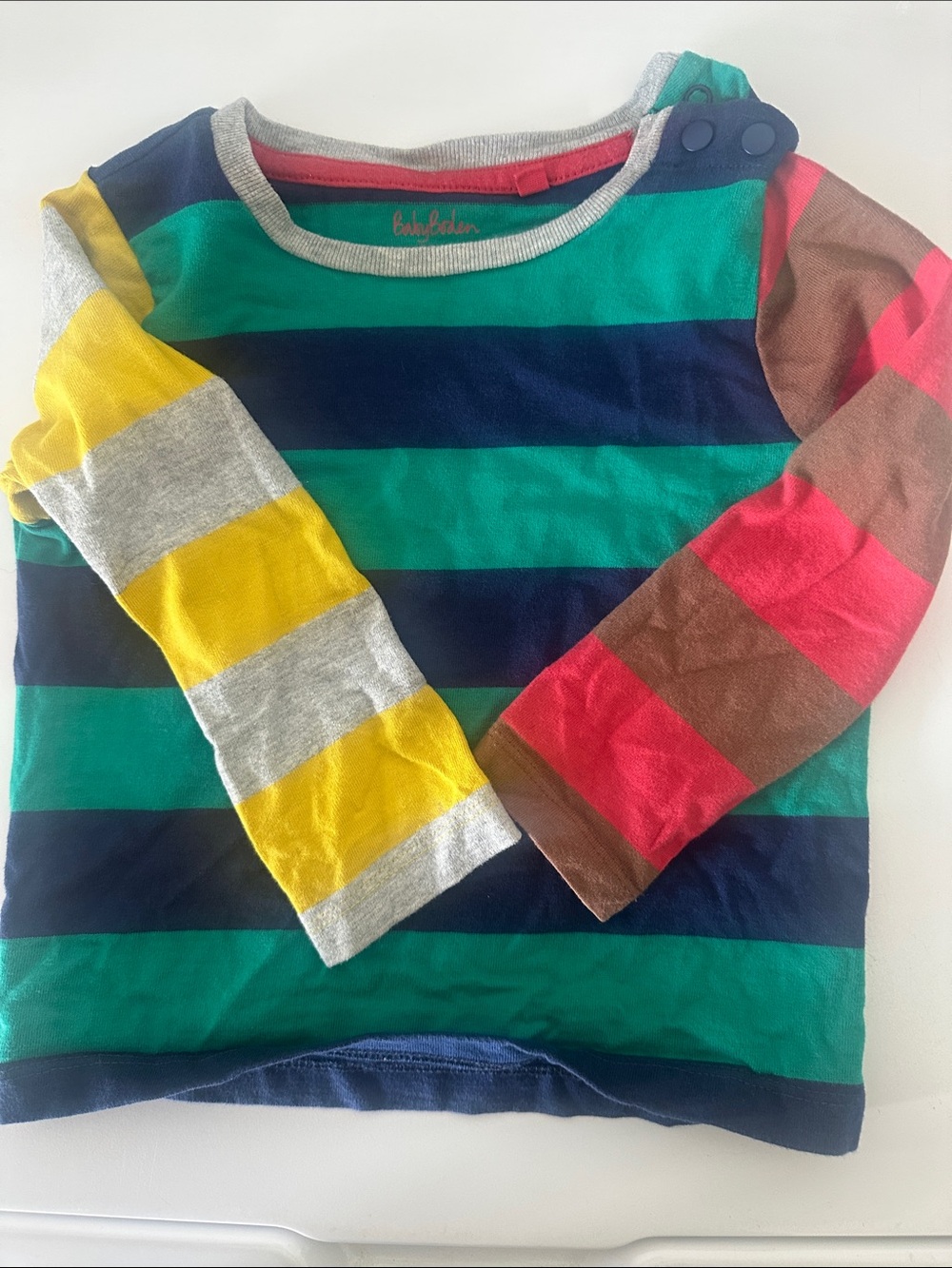Mini Boden Colorblock Striped Long-Sleeve Kids Top - Multicolor